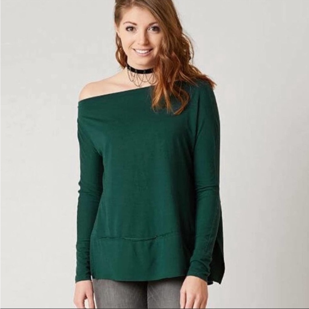 Free People We The Free Forest Green Luna Split Side Tunic Size Medium